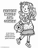 Coloring Respect Girl Others Myself Scouts Scout Daisy Pages Law Petal Sheets Sheet Brownie Book Color Self Makingfriends Colouring Petals sketch template
