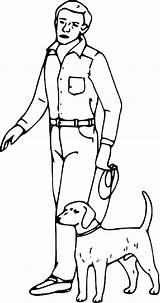 Man Dog Coloring Person Drawing Clipart Outline Pages Clker Cliparts Walking Standing Clip Royalty Tall Pet Vector Boy Domestic Friends sketch template