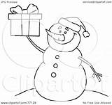 Snowman Outline Holding Clipart Coloring Gift Illustration Royalty Toon Hit Rf 2021 sketch template