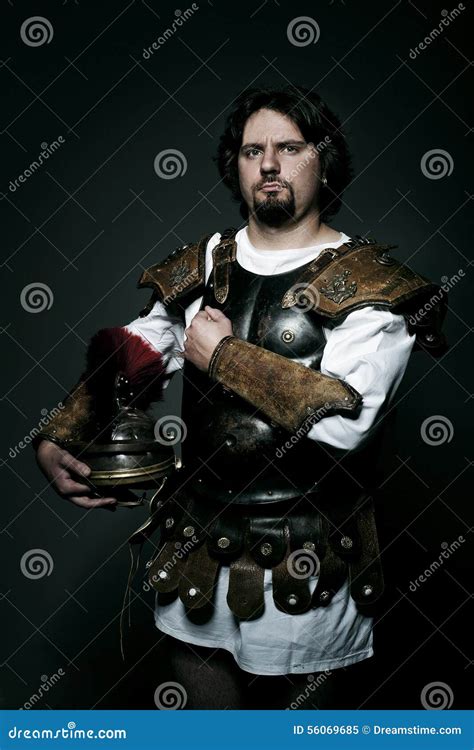 man  wearing armour stock image image  pose armor