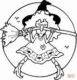 Coloring Witch Pages Broom Her Halloween Scary Ugly Old Drawing Dot sketch template