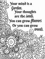 Coloring Flower Pages Quote Printable Seeds Quotes Flowers Inspirational Sheets Adults Adult Positive Garden Print Sunflowers Beautiful Peace Vase Comments sketch template