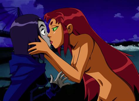 surprise kiss pic starfire and raven lesbian lovers