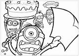 Minion Minions Birthday Coloring Pages Template Kids Printable Color Despicable Print Happy Drawing Party Sketch Incredible Greetings Getdrawings Adult Children sketch template