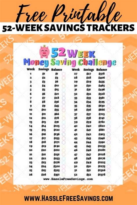 week money saving challenge printables hassle  savings