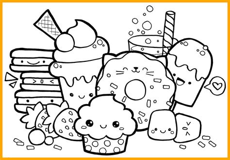 printable cute kawaii food coloring pages