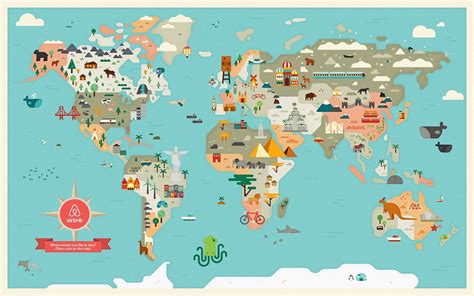 world map  airbnb illustrated map airbnb map
