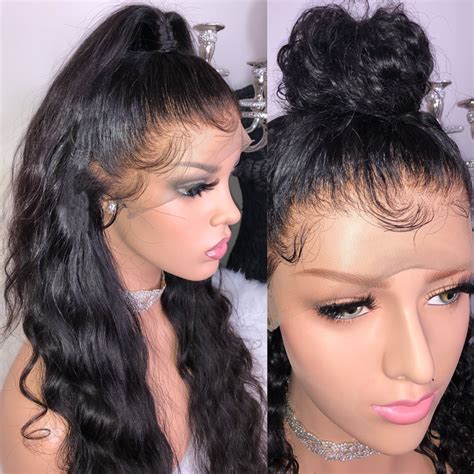 transparent full lace wig  baby hair body wave glueless brazilian human hair wigs  women