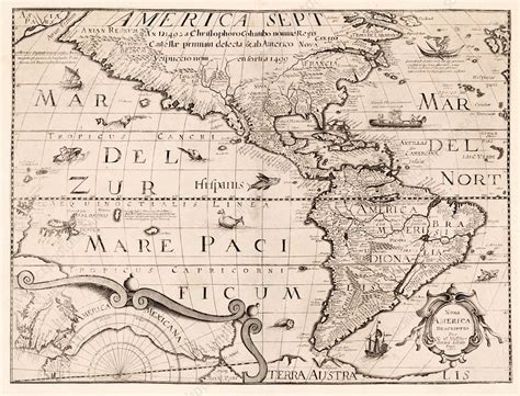Map Of The Americas 17th Century Stock Image C036 9325 Science