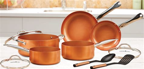 copper chef pan cookware set  piece  kitchen home  stick