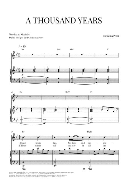 piano chords thousand years musical chords