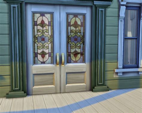 My Sims 4 Blog Maxis Framed Double Door With Stained Glass By Mojo007