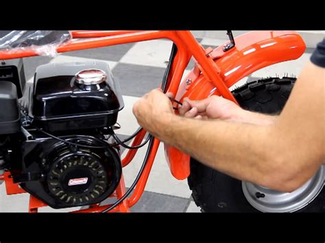 coleman ctu mini bike assembly pre ride inspection  starting instructions youtube