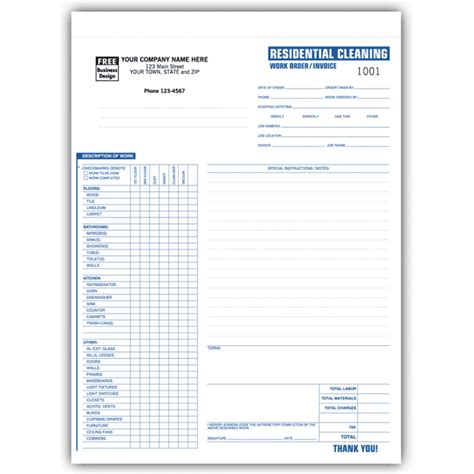residential cleaning invoice forms