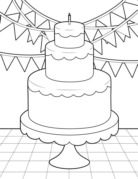 simple birthday cake coloring page  birthday cake coloring page