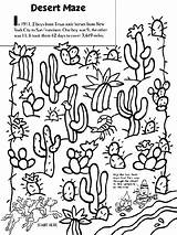 Desert Coloring Maze Cactus Pages Kids Drawing Sheet Color Texas Crafts Worksheets Library Crayola Biome Boys Clipart Printable Oasis Kid sketch template
