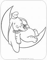 Dumbo Coloring Pages Disney Moon Sleeping Disneyclips Ausmalbilder Baby Elephant Crescent Printable Cartoon Mandala Zum Malvorlagen Sweet Drawing Ausmalen Easy sketch template
