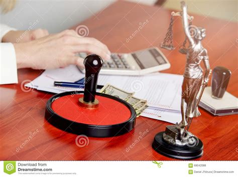 woman notary public calculates  cost stock photo image  authority bribe