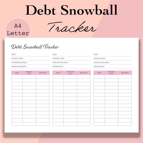 debt snowball tracker printable debt  chart debt payoff etsy