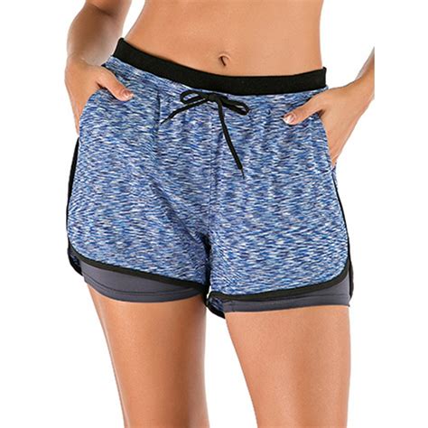 Dodoing Women S Activewear Workout Sport Shorts Double Layer Running