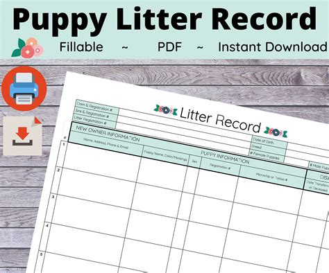 puppy litter record akc breeder forms etsy india