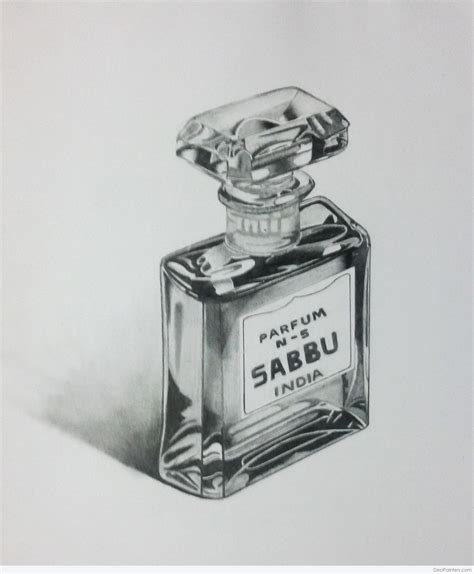 realistic pencil sketch  perfume bottle desi painters