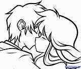 Anime Kissing Kiss Drawing Couple Coloring Drawings Pages Couples Easy Boy Girl Cute Draw Color Pencil Clipart Line Simple Valentines sketch template