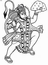 Hanuman Hindu sketch template