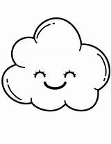 Cloud Coloring Pages Happy Printable Cute Kawaii Kids Lovely sketch template