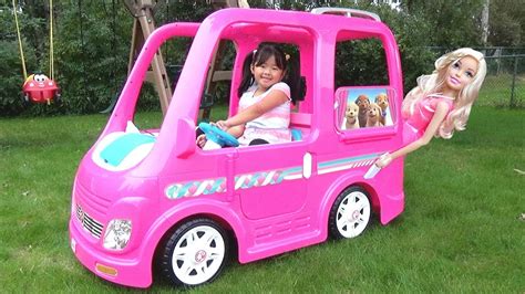 kid buys  giant barbie dream camper van vehicle ride  doovi