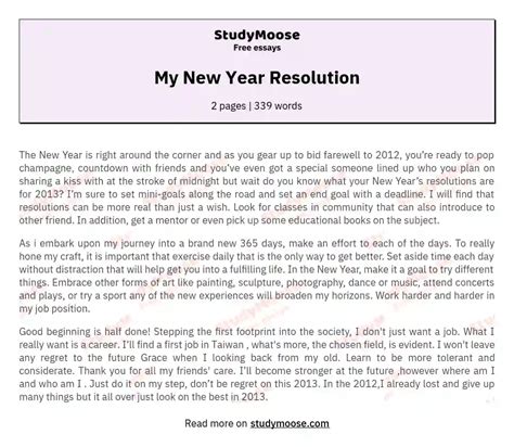 year resolution  essay