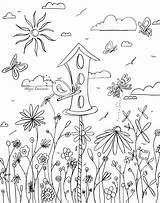 Coloring Pages Birdhouse Whimsical Bird House Adults Houses Flowers Adult Getcolorings Printable Getdrawings sketch template