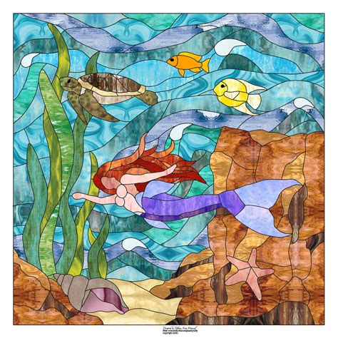 Mermaid Panel Stained Glass Pattern Digital Download Etsy