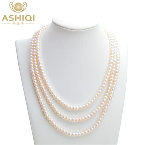 Ashiqi Natural Freshwater Pearl Necklaces 3 Strand Pearl Necklace For