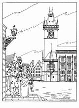 Coloring Town Hall Prague Pages sketch template