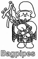 Bagpipes Teddy Blowing sketch template