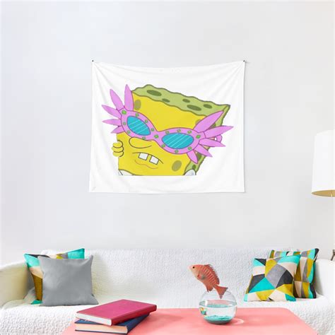 Spongebob Sunglasses Meme Tapestry By Jillhenriques Redbubble