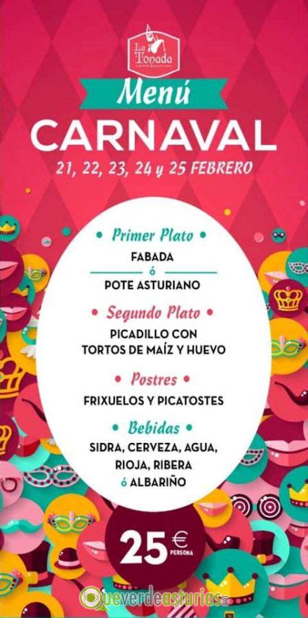menu de carnaval  en sidrerias la tonada jornadas gastronomicas en gijon xixon asturias