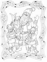 Coloring Christmas Pages Santa Elves Brett Jan Vintage His Adults Book Books Detailed Colouring Children Kids Winter Sheets Janbrett Adult sketch template