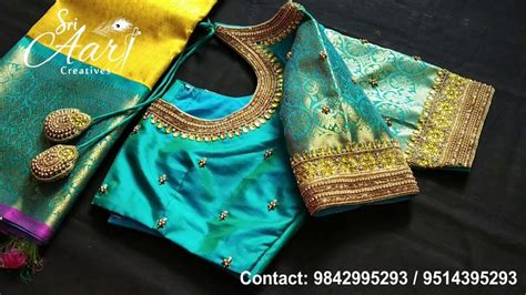 elegant kundhan work   aari work blouse work blouse blouse designs
