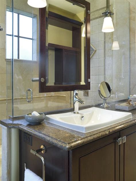 Bath Vanity Against Glass Shower Wall Home Design