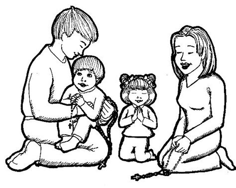 family praying coloring page