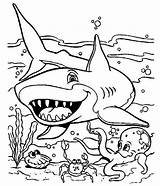 Shark Coloring Pages Sea Under Animals Sharks Kids Printable Ocean Seabed Print Color Other Scary Posadas Las Animal Friendly Deep sketch template