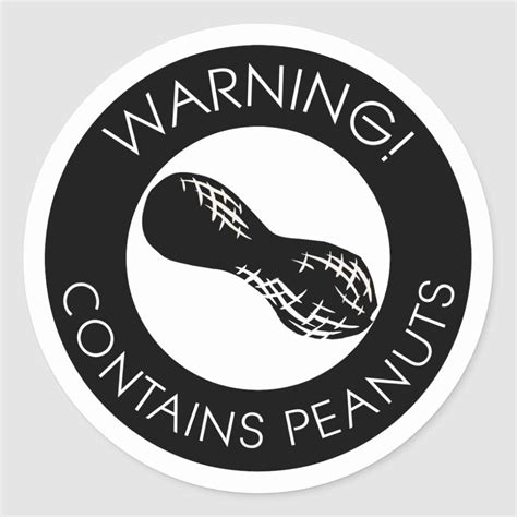 black  white warning  peanuts symbol classic  sticker zazzle allergy alert