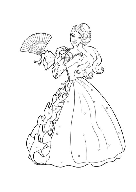 barbie   ball gown coloring pages