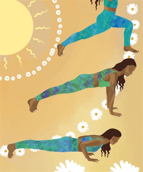 sun salutation  fine art illustration yoga yogi pose asana etsy uk