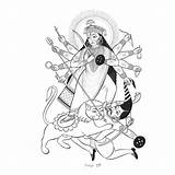 Durga Goddess sketch template