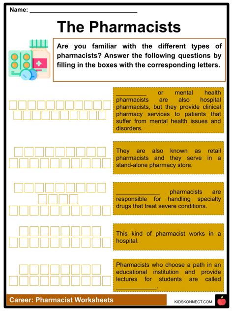 pharmacist facts roles qualifications worksheets  kids kidskonnect