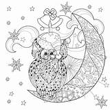 Colorear Navidad Adulti Justcolor Lune Kleurplaat Hibou Santa Erwachsene Noël Coloriages Adultes Claus Beautifu Malbuch Fur sketch template