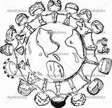 Coloring Children Pages Around Hands Holding Kids Diversity Cultural Clipart Cute Together Printable Map Colouring Color Cartoon Getcolorings Kindergarten Globe sketch template